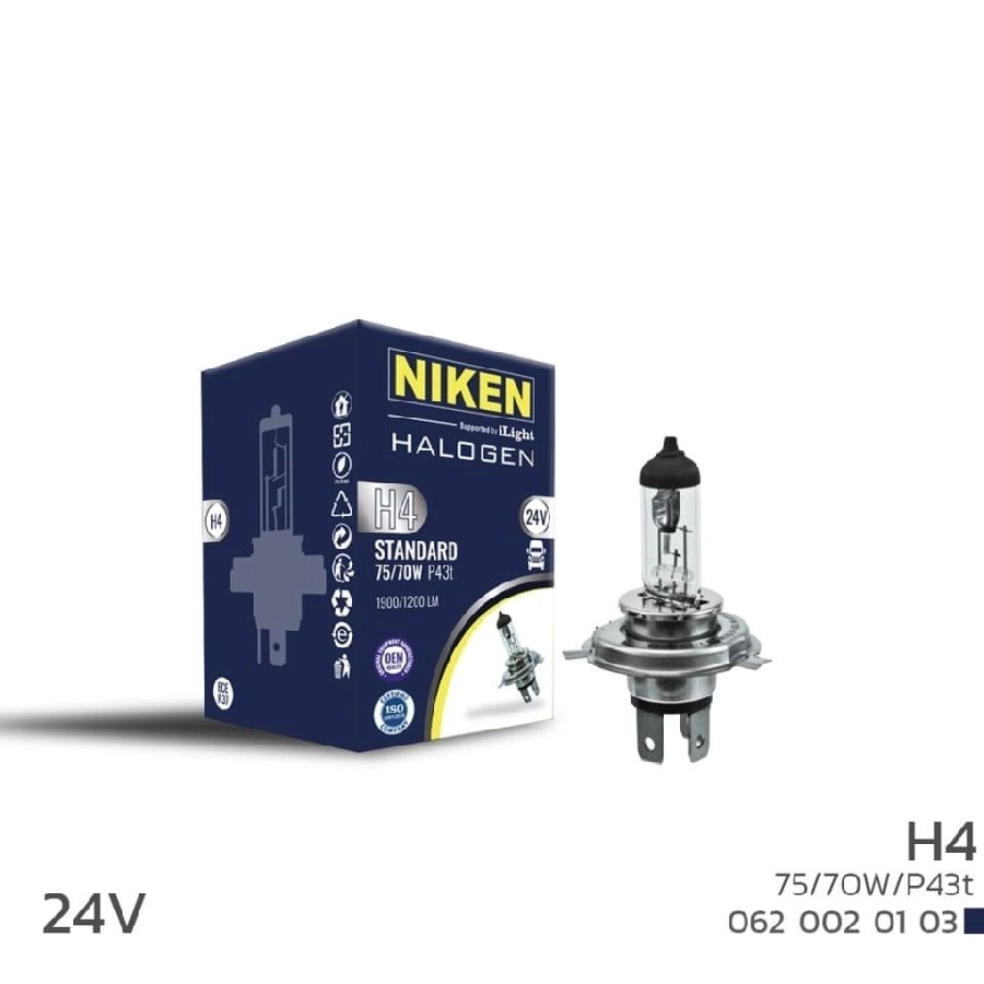 Ampul 24V H4 75W, 70W Halojen Ampul P43t | OEM 0620020103