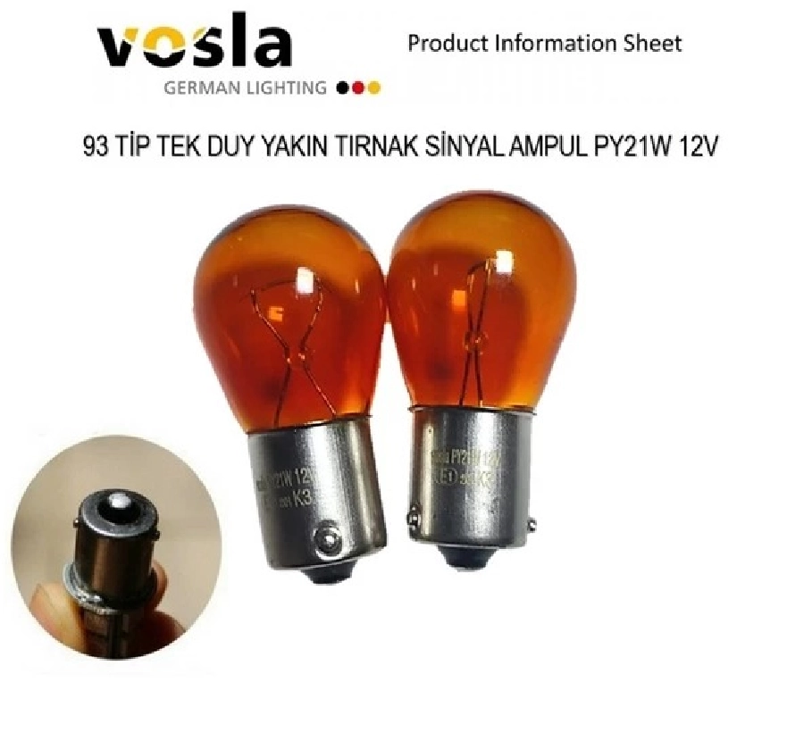 Ampul 12V 21W 93 Yakın Tırnak Amber) | OEM VS37638