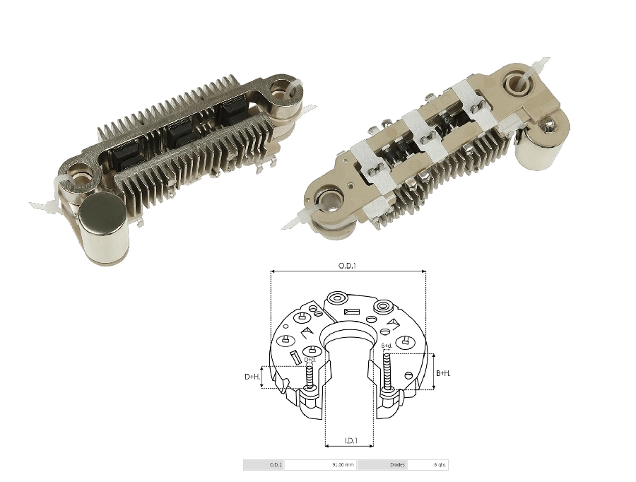 Diyot Tablası Mitsubishi L300 75mm (6 Diyot) M6 | OEM GND-M501A