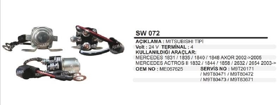 Marş Otomatiği 24V Renault Premium, Axor Atego 2011 | OEM SW072