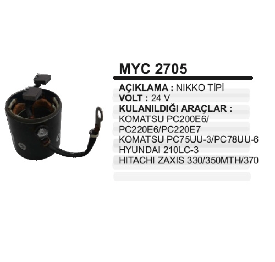 Marş Yastığı Gövdeli Nikko Tipi Hitachi ZX200-3, ZX210, Komatsu | OEM MYC2705