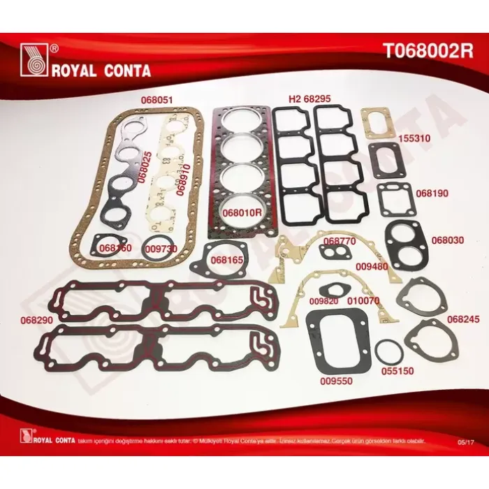 Motor Takim Contasi Tempra 2000 8V (Silindir Kapak Contali Kecesiz) | ROYAL T068002R | OEM 5893003 5893003 5893330 5893330