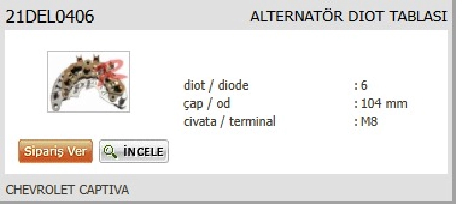 Diyot Tablası Chevrolet Captıva | OEM 21DEL0406D