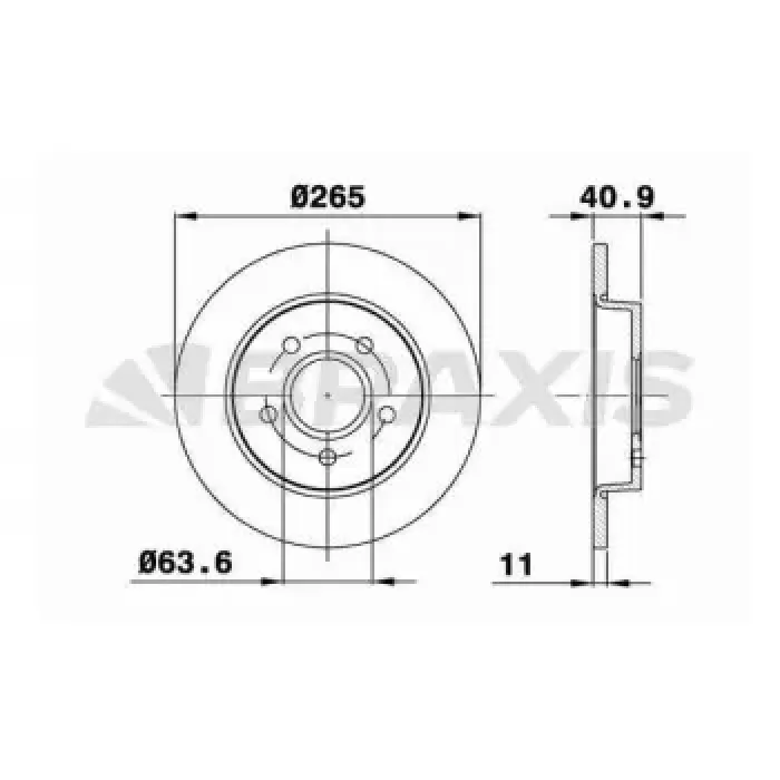 Arka Fren Disk Aynasi Focus II 04 /> Focus II C Max 03>07 C Max 07 /> 1,6TI 16V / 1,6TDCI / 1,8 Mazda III 03> Olcu (265 X 11×5 Bijon) | BRAXIS AE0100 | OEM 9M51 2A315 BB 1748745 2A315 1748745