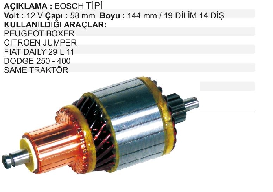 Marş Kollektörü 12V Bosch Tipi TT50 New Holland Peugeot Boxer Citroen Jumper Fiat Daily Dodge 250-400 Sam | OEM IM2138