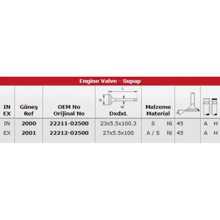 Subap Takimi Atos 1,0 12V (In 8 / Ex 4) | GUNES 2000-2001