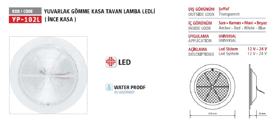 Kasa Tavan Lamba LED'li İnce Kasa Beyaz | OEM YP102L