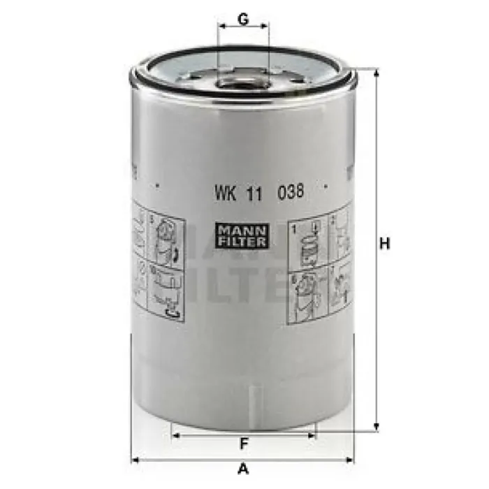 Yakit Su Filtresi Volvo Fe 2 12> Fl 3 13> 8900 - 9500 Otobüs 16> | MANN WK11038Z | OEM 21538975 21817175 7121538977 7421088099 7421538977 7424993622 7485138316