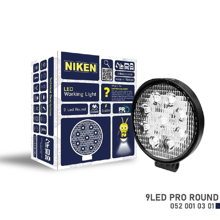 Çalışma Lambası Yuvarlak 9 LEDX3=27W Metal | OEM 0520010301