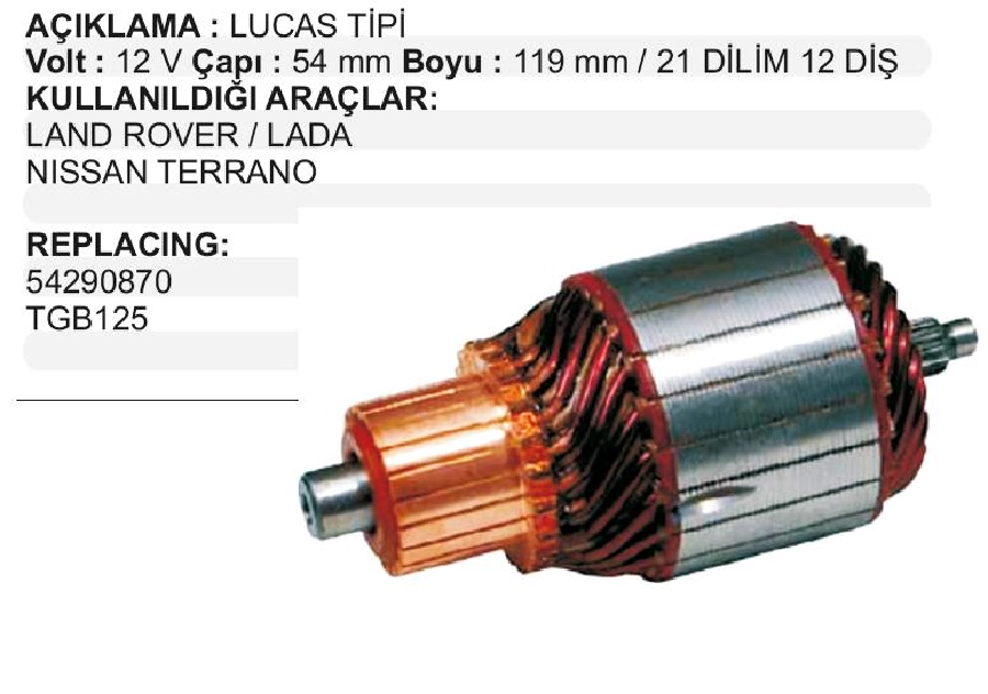 Marş Kollektörü Lucas Tipi 12V Im 608 2110-3708200 Lada Vega, Rover, Nissan Terrano BOY:119 CAP:54 DIS:12 D | OEM IM608
