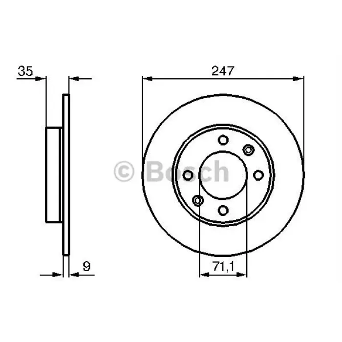 Arka Fren Disk Aynasi Partner II Berlingo II TU5JP4 (1,6 16V) DV6 (1,6HDI) P1007 P307 C2 C3 C4 Sara Picasso DW10TD | BOSCH 0986478608 | OEM 4246W9