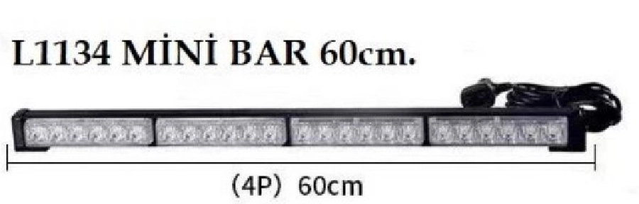 Projektör Off-Road LED Bar 60cm 9V-36V Sarı-Sarı Çakar Fonksiyonlu Çakmak Soketli | OEM L1134