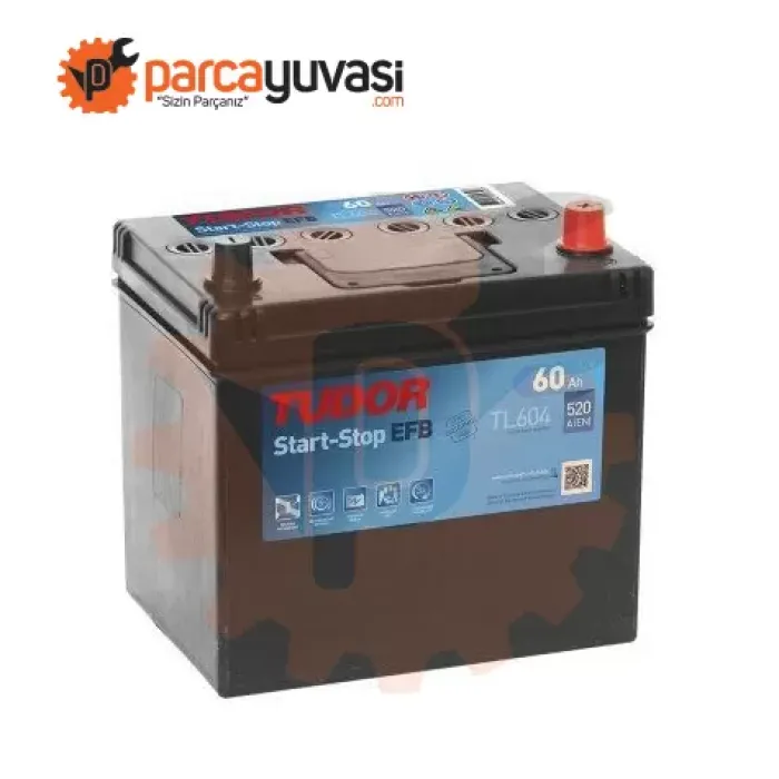 Aku 12V 60 Ah 520A Start Stop Efb D23 (230×173×222) Asya (Sulu) | TUDOR TL604