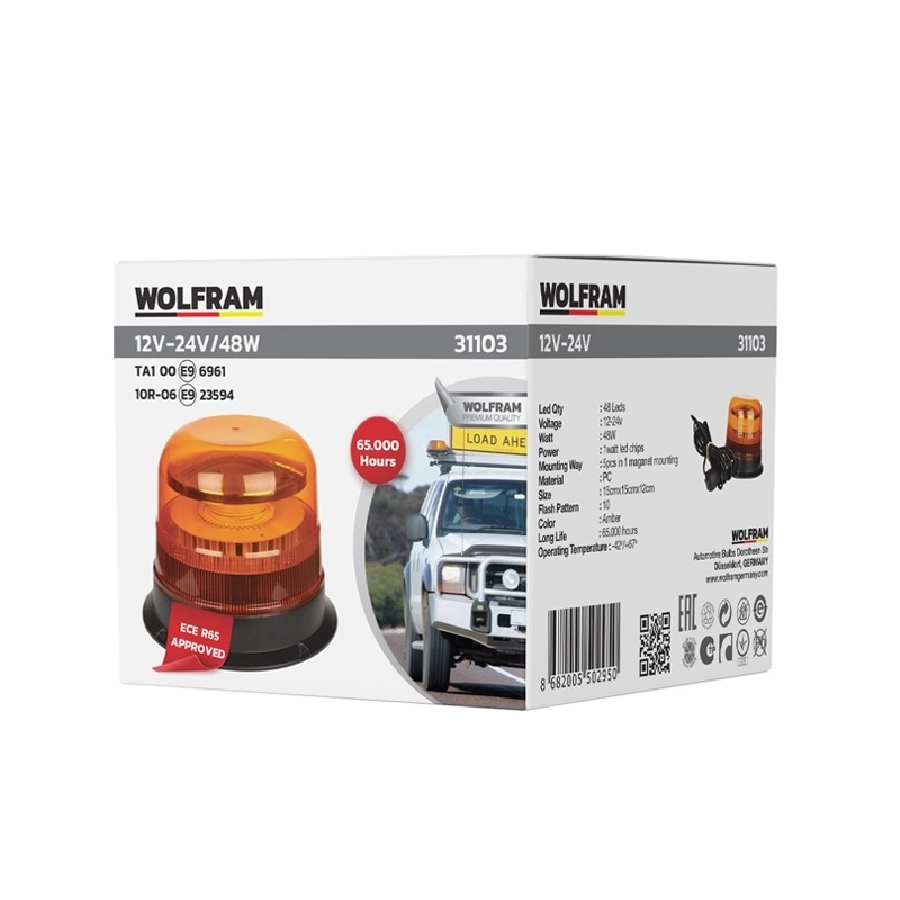Döner Lamba Mıknatıslı ve Vantuzlu 10 Fonksiyon E Belgeli 12, 24V 48W E9 | OEM 31103