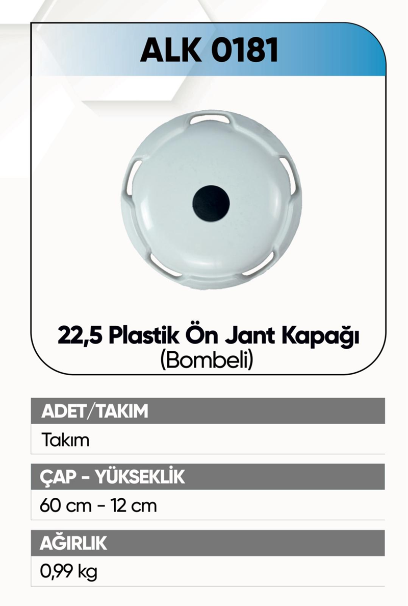 Alkotek Jant Kapağı Plastik Ön 22,5 Beyaz