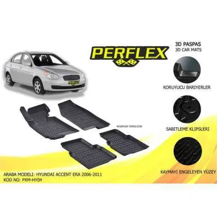 Paspas 3D Havuzlu 10-Mat Accent Era 2006-2012 | PERFLEX PXM-HY04