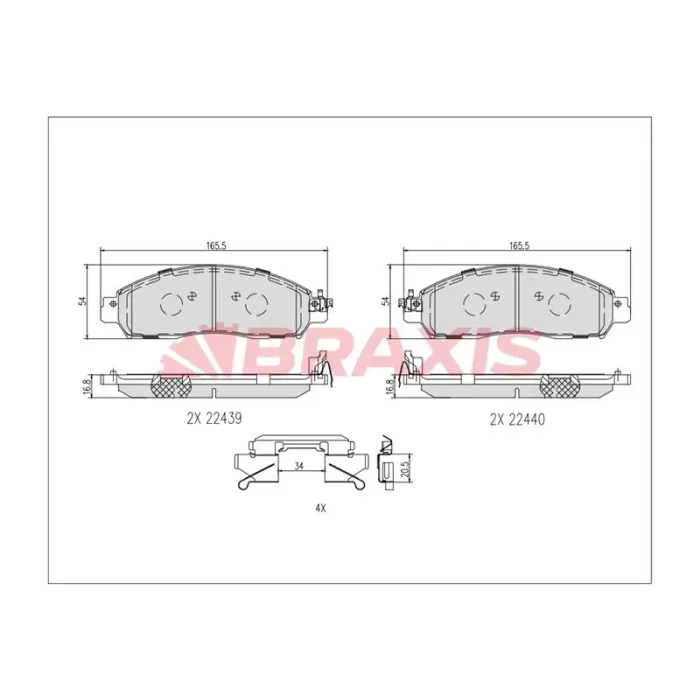 On Fren Balatasi Nissan Navara D23 Kasa 2.3 4×4 2015-> | BRAXIS AB0620 | OEM D10604KJ1A D10605TA0A D1MFM4KJ1J D1060-4JA0A