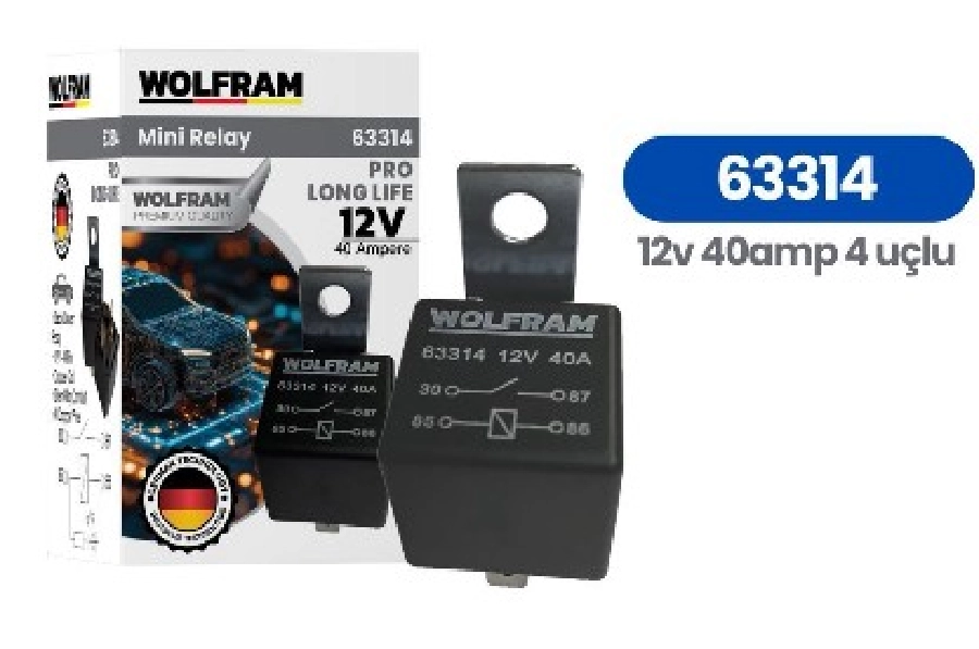 Röle Çift Platinli Şeffaf 4 Uçlu Pro 12V 40A Komple Bakır | OEM 63314