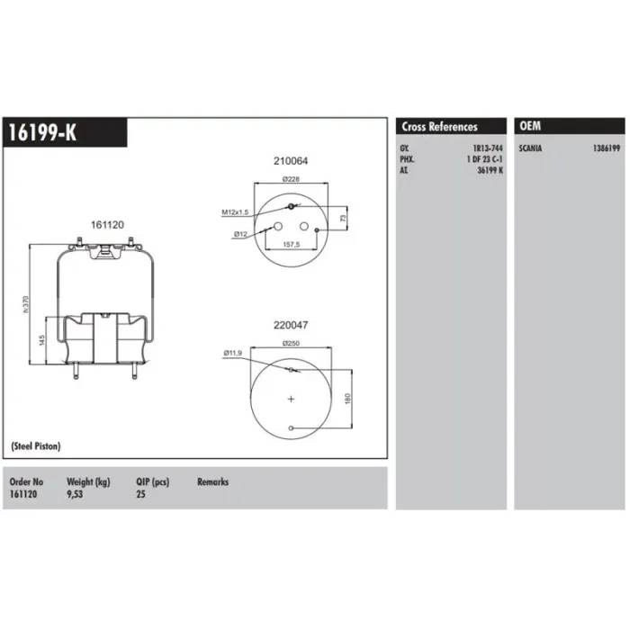 Komple Metal Pistonlu Scania | CONNECT MD 16199-K | OEM 1386199