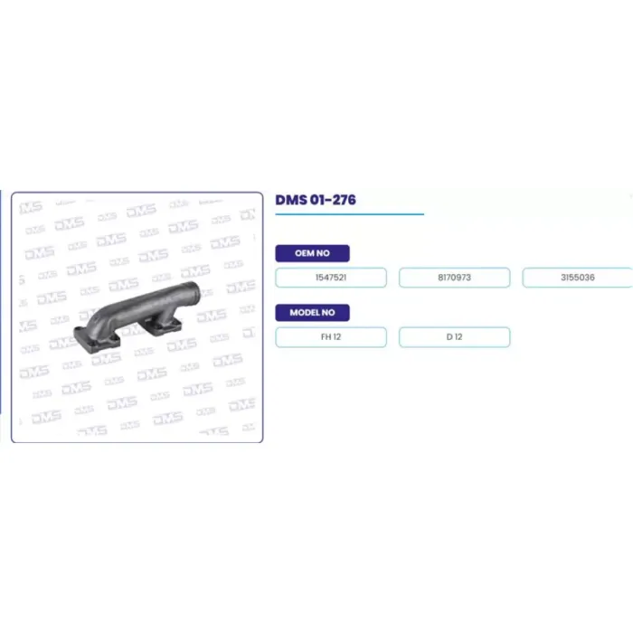 Egzoz Manifoldu Yan Kol Volvo Truck FH12 | DEMOSAN 01-276 | OEM 1547521-8170973-3155036