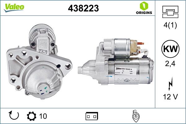 Mars Motoru 12V 10 Dis 2,4KW Laguna III Latitude 3,0DCI 08> | VALEO 438223 | OEM 8200579570