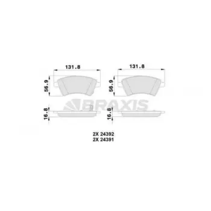 On Fren Balatasi Kangoo YM 2009 Sedici 1.6 16V 1.9D Mjet 06 / 06>SX4 1.5 1.6VVT 1.6VVT 1.9D 06 / 06> | BRAXIS AB0121 | OEM 71750033 71750033 55810-79J00 55810-79J00