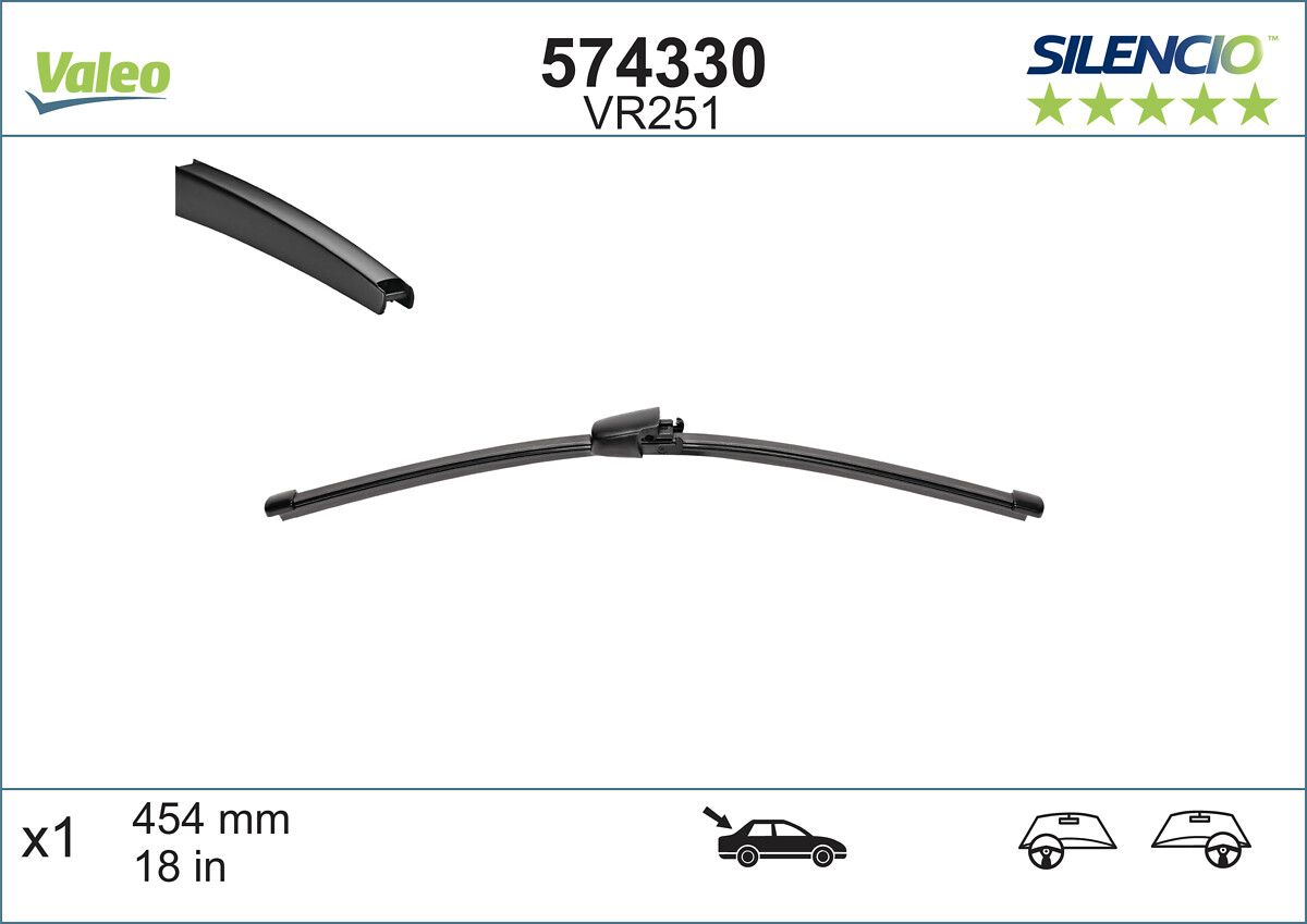 Silecek Supurgesi Arka Flat Blade (X1) 455MM Transporter V | VALEO 574330 | OEM 7E0955425A 7E0955425A FBOE20 FBOE20
