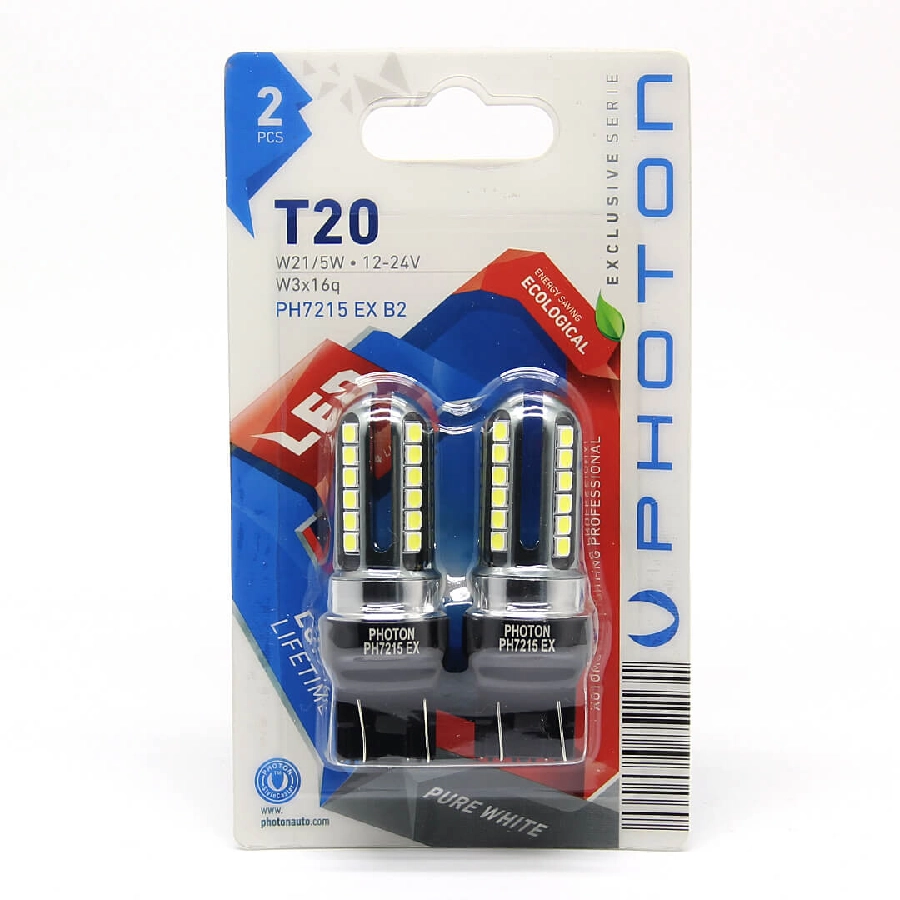 Ampul T20 W21, 5W Exclusıve 12V-24V LED (2'Lİ Blister) | OEM PH7215EXB2