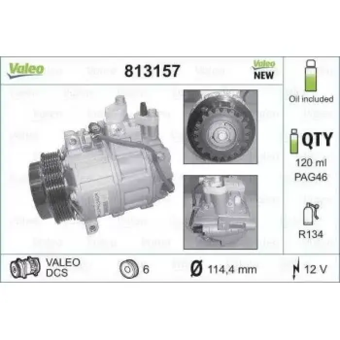 Klima Kompresoru W203 00>07 CL203 02>08 C209 02>09 C219 02>10 W211 02>08 W220 02>05 Vito W639 03>14 Sprinter 06>09 | VALEO 813157 | OEM A0002309011