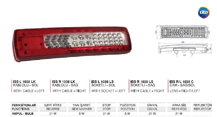 Volvo Stop Lamba Soketli ( Sağ ) | OEM 1038LSRH
