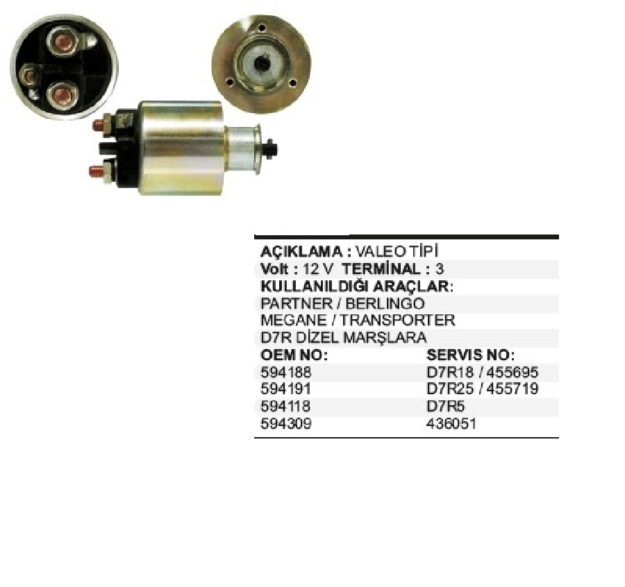 Marş Otom 12V Valeo Tipi Renault Clio-Kangoo Benzinli Citroen Saxo-Xsara, Peugeot 106 D. 3Delik D6RA | OEM SNLS592A
