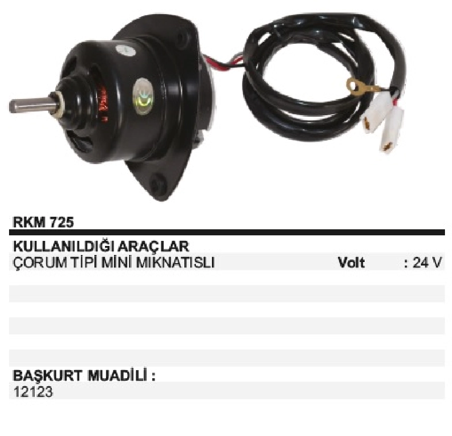 Kalorifer Mot. 24V Corum Tipi Mini Mık | OEM RKM725